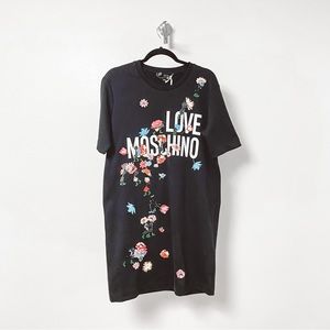 +NWT* Love Moschino Casual Winter Fall Chic Knit Graphic Print Shirt Dress